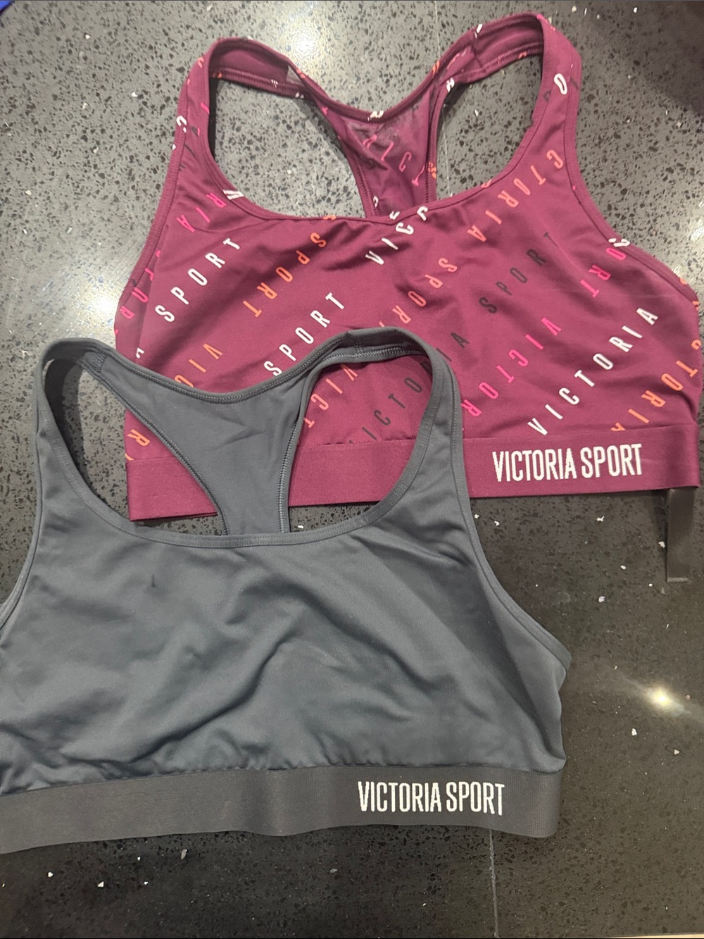 Victoria's Secret Victoria Sport Racerback Sports Bras - Burgundy & Gray